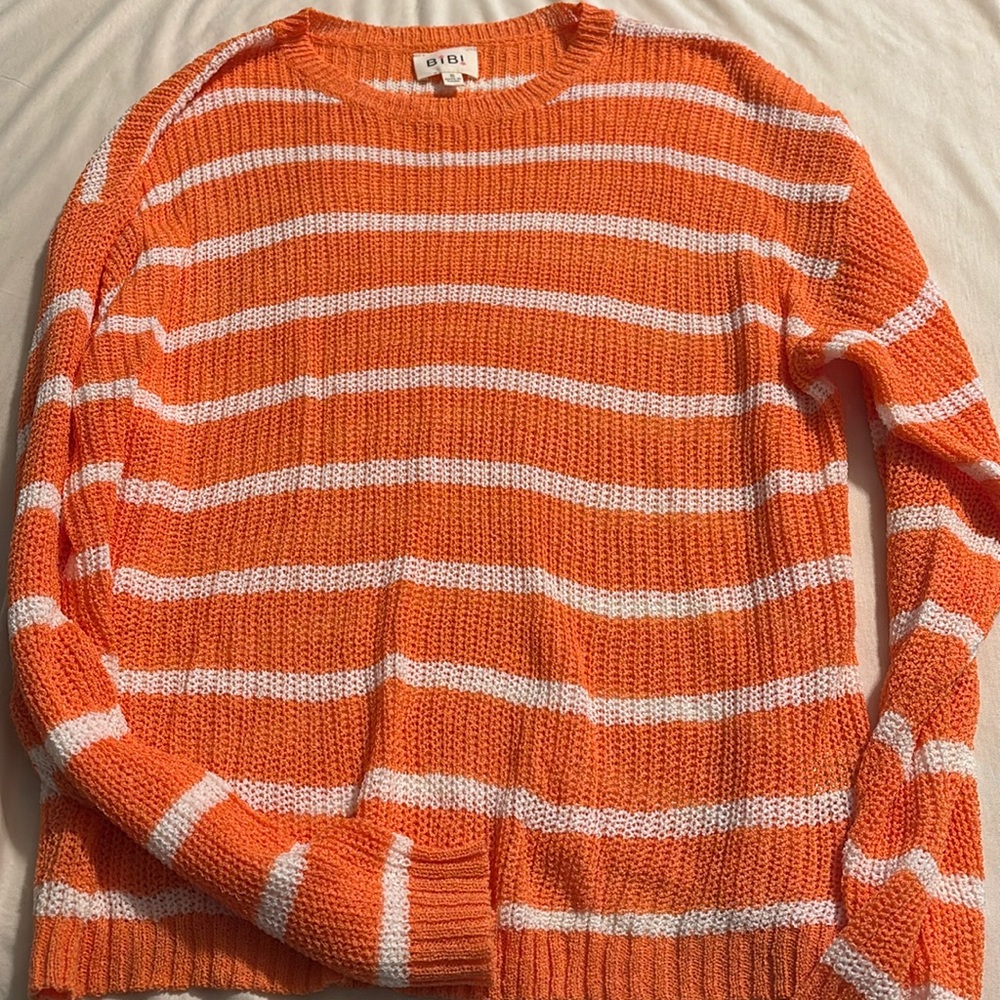 BiBi Orange and White Striped Sweater